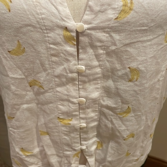 Rails Thea Banana Bunch Linen Rayon Button Tie Knot Top Shirt Size XL - Picture 8 of 14